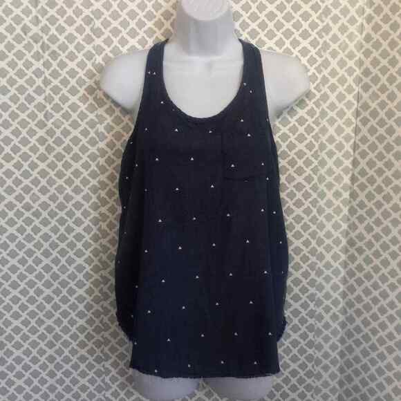 Adidas frayed bottom chambray twist racerback tank Top Women’s Size S Small - Picture 2 of 6